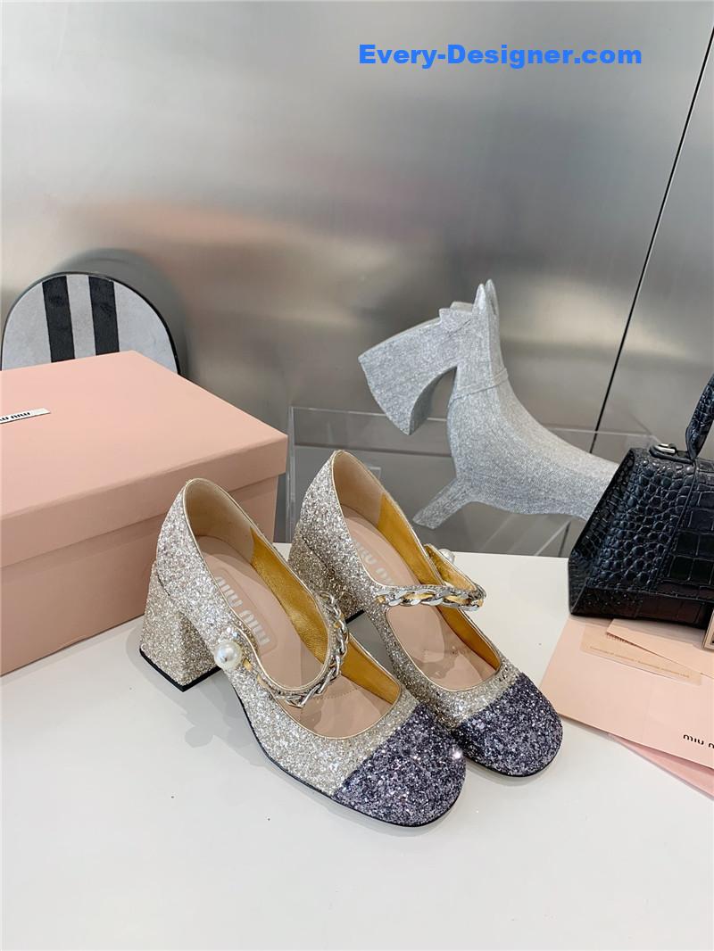 miumiu new stiletto with thick heel Mary Jane