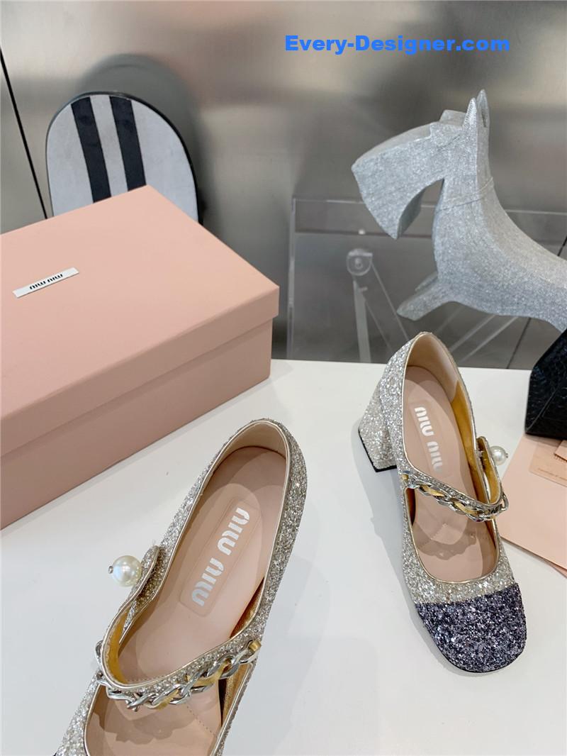 miumiu new stiletto with thick heel Mary Jane