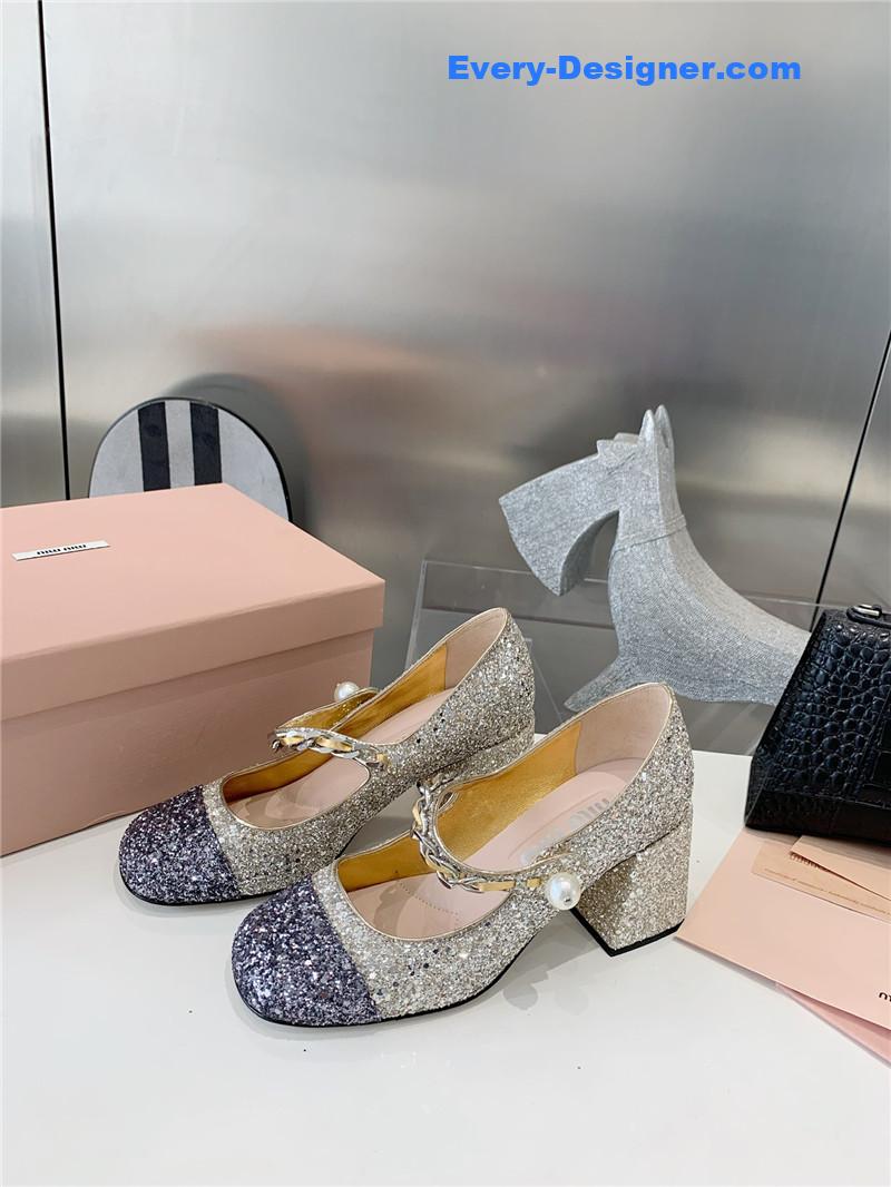 miumiu new stiletto with thick heel Mary Jane