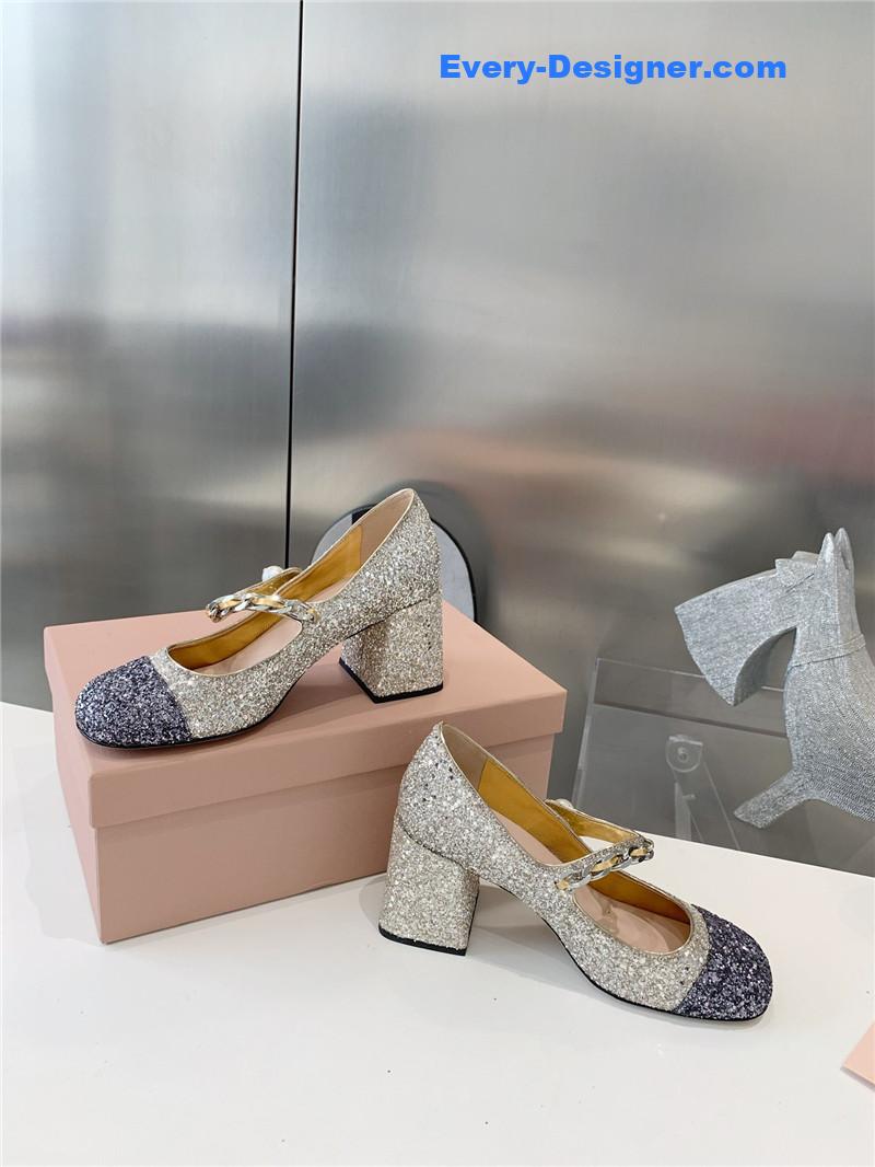 miumiu new stiletto with thick heel Mary Jane