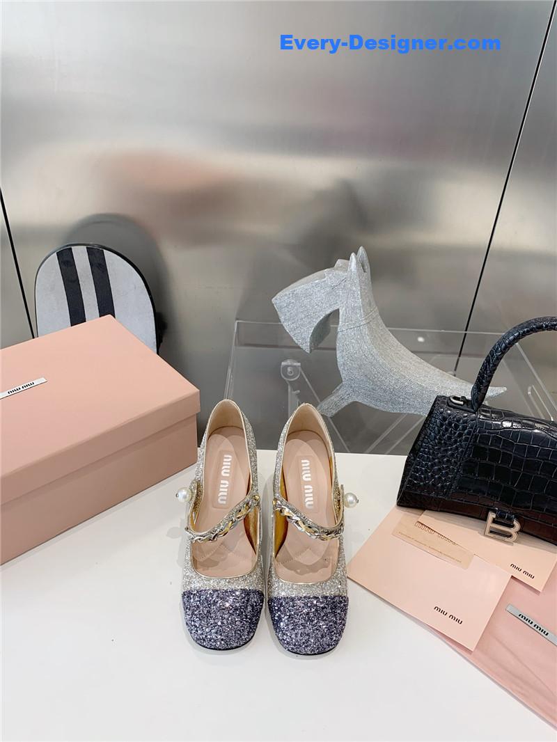 miumiu new stiletto with thick heel Mary Jane