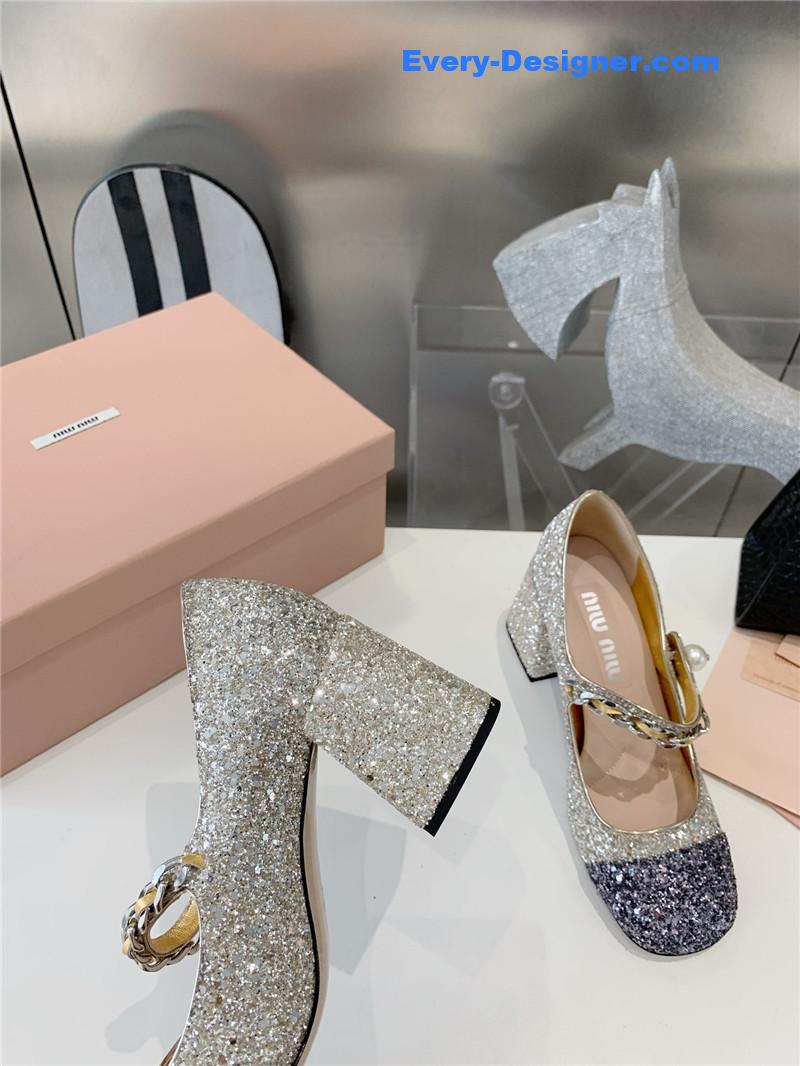 miumiu new stiletto with thick heel Mary Jane