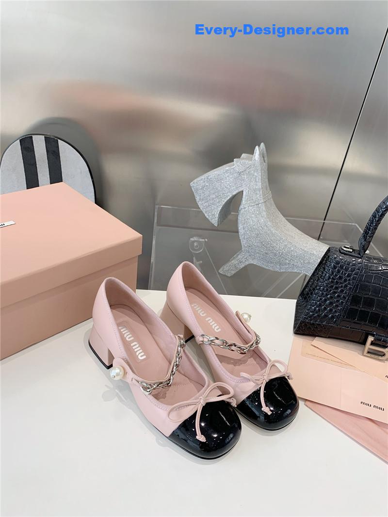 miumiu new stiletto with thick heel Mary Jane