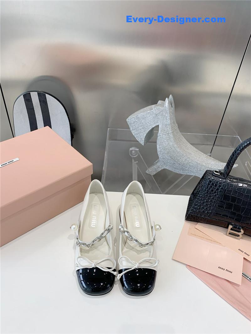 miumiu new stiletto with thick heel Mary Jane