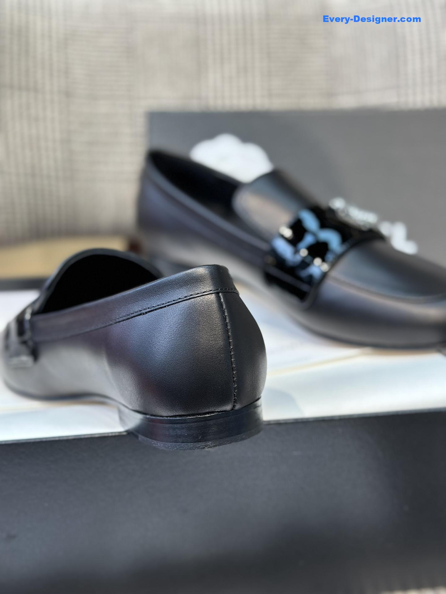 CC spring and summer crystal double c loafers