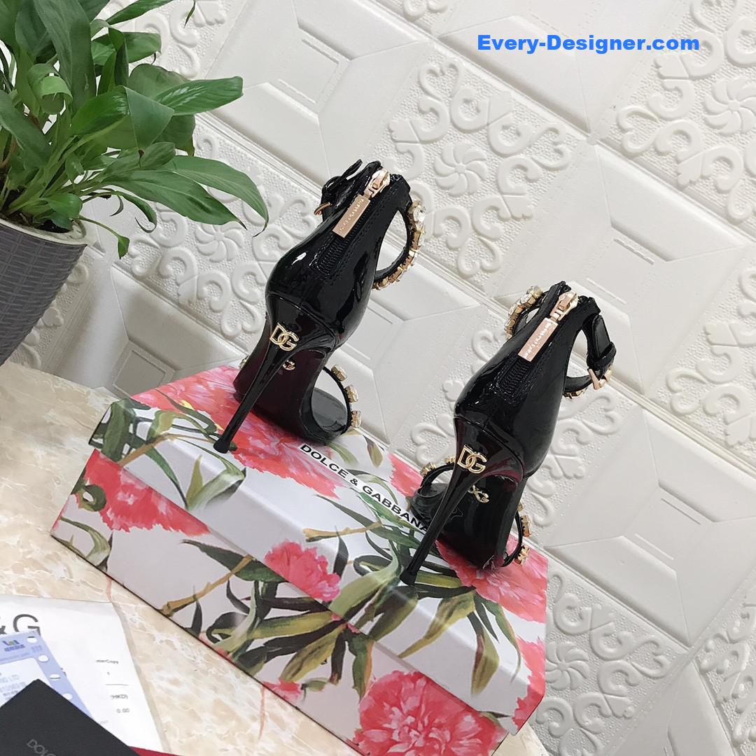 Dolce & Gabbana d&g hand-stitched glass back zip sandals