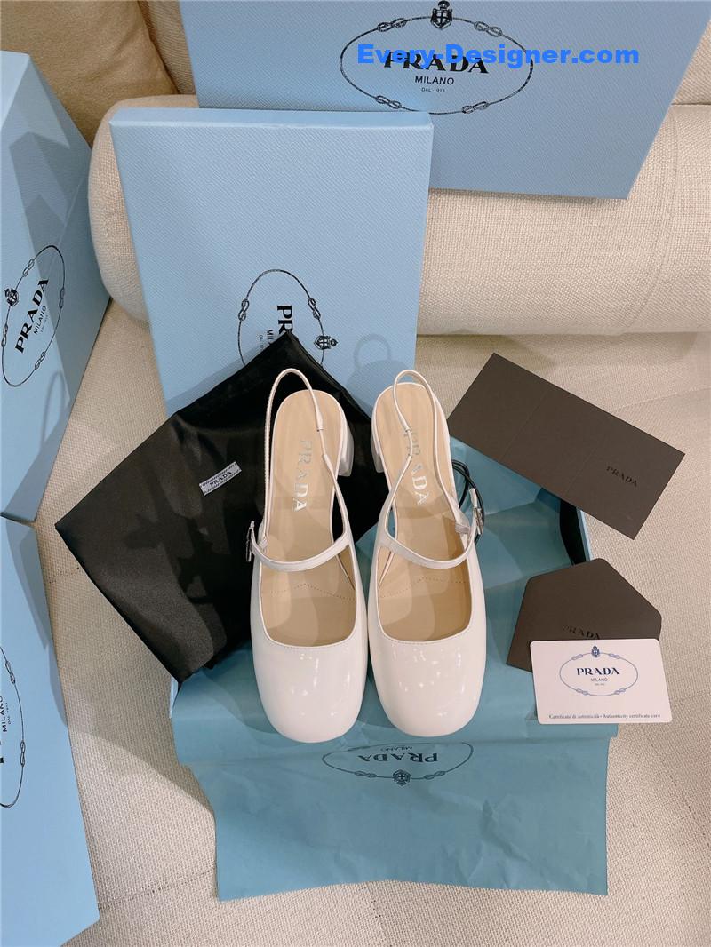 Pra*a patent leather back strap mary jane round toe sandals