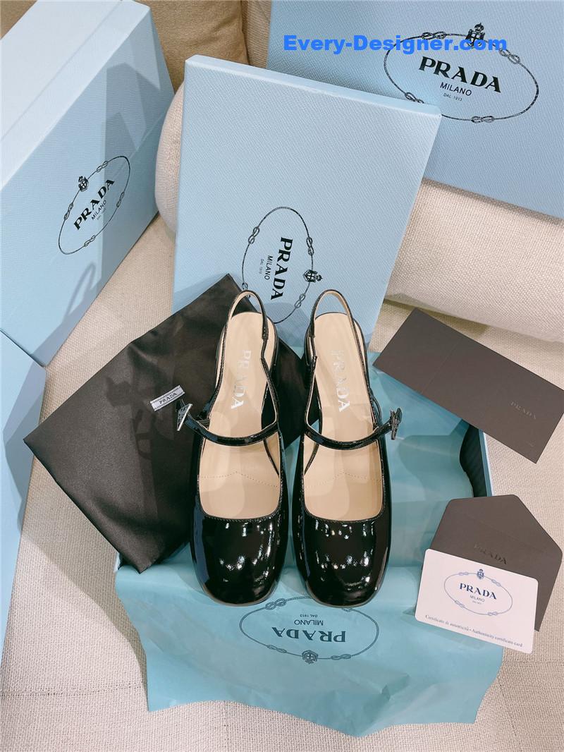 prada patent leather back strap mary jane round toe sandals
