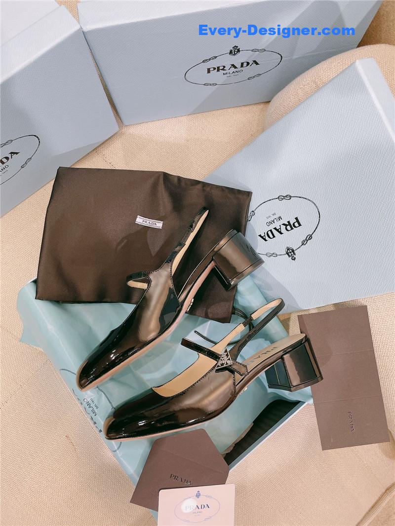 prada patent leather back strap mary jane round toe sandals
