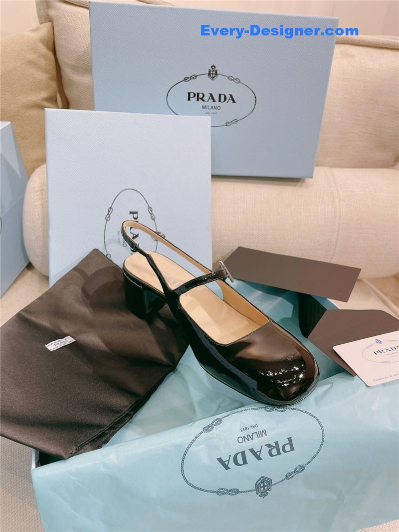 prada patent leather back strap mary jane round toe sandals