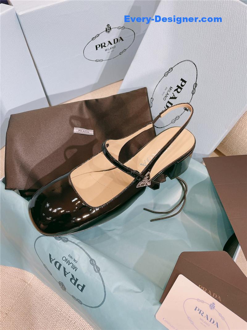 prada patent leather back strap mary jane round toe sandals