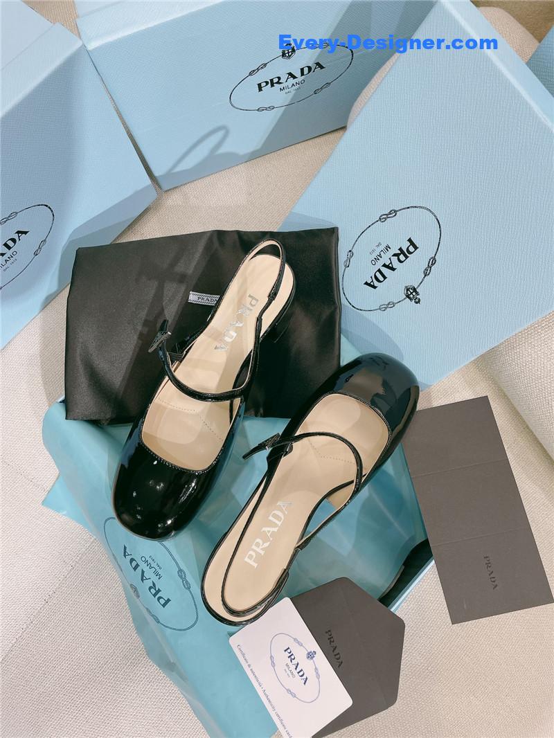prada patent leather back strap mary jane round toe sandals