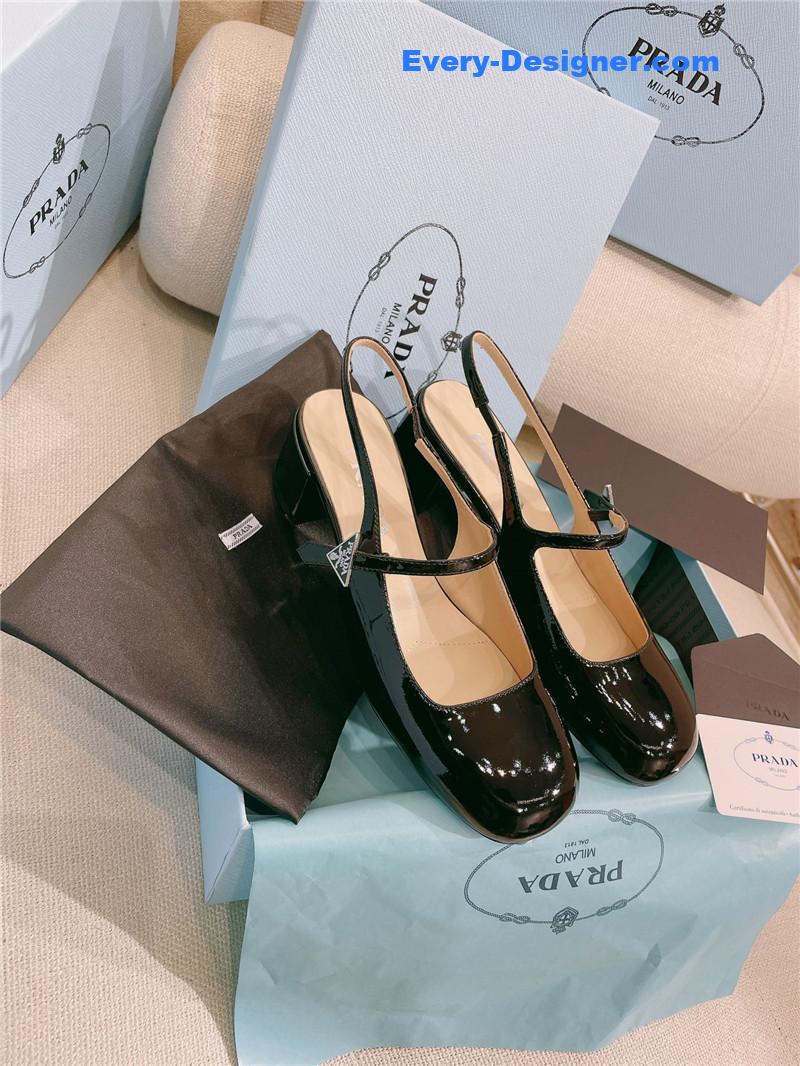 prada patent leather back strap mary jane round toe sandals