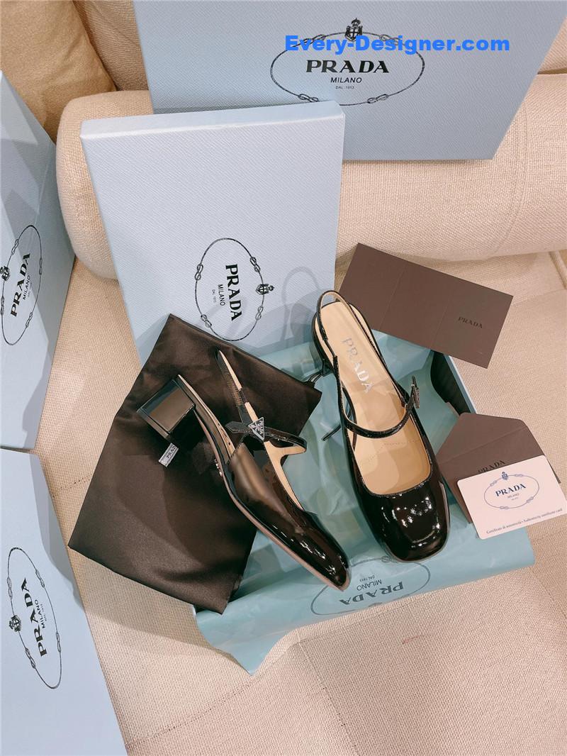 prada patent leather back strap mary jane round toe sandals