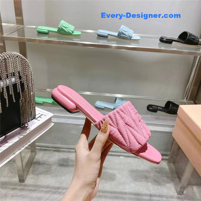 miumiu flat lambskin sandal slippers