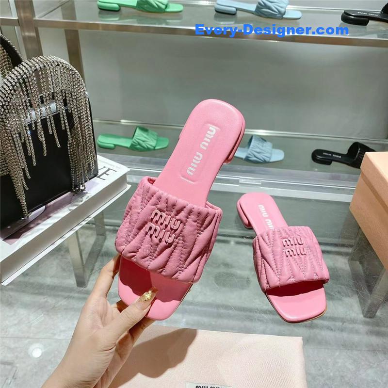 miumiu flat lambskin sandal slippers