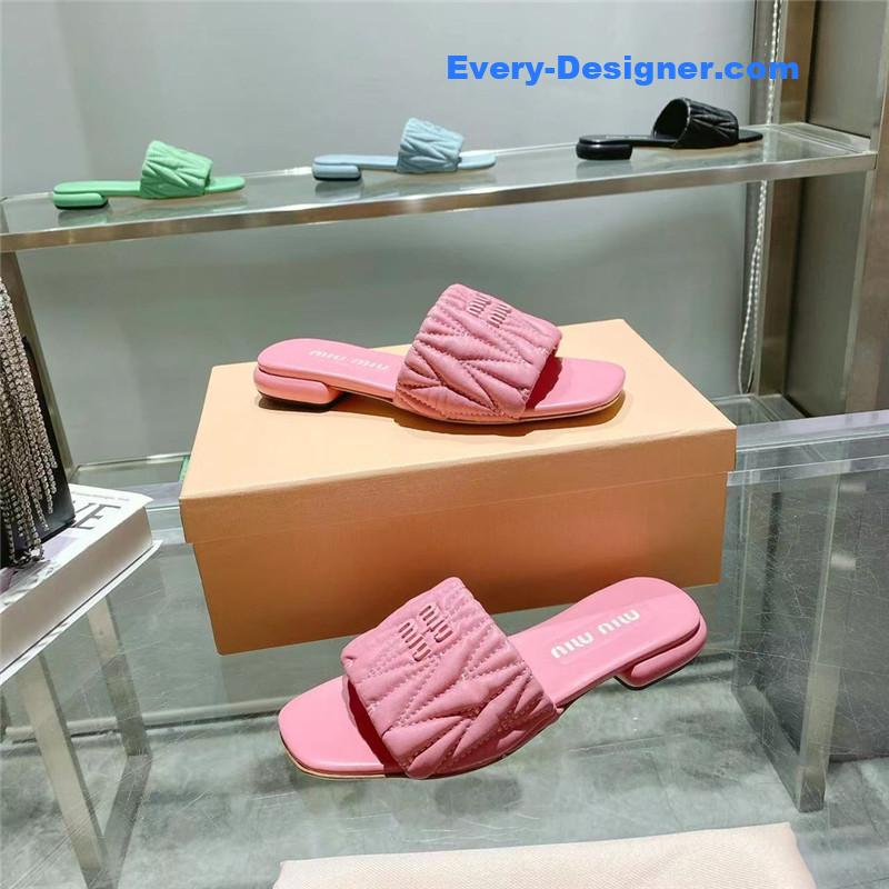 miumiu flat lambskin sandal slippers