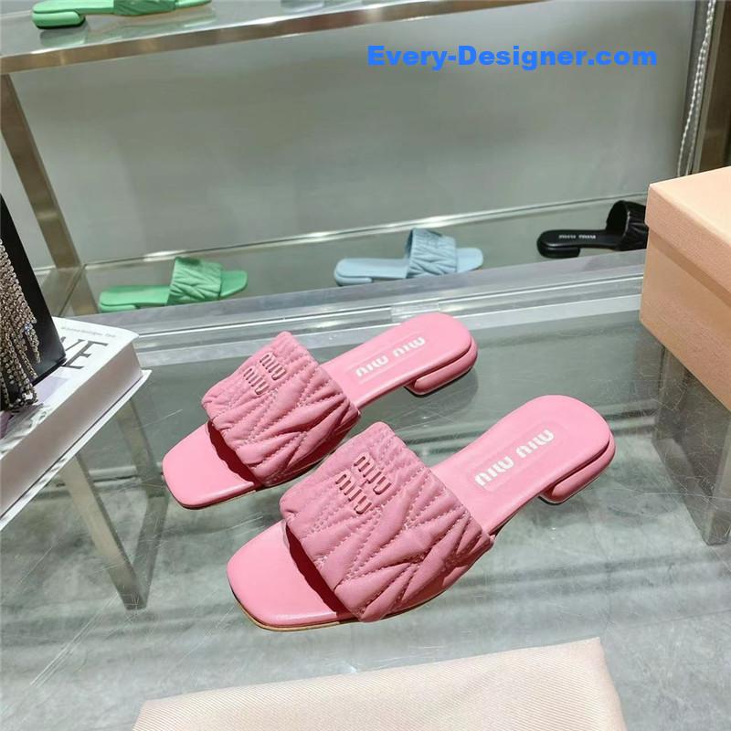 miumiu flat lambskin sandal slippers