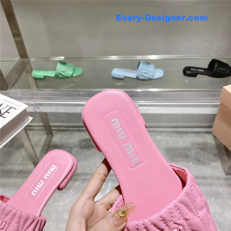 miumiu flat lambskin sandal slippers