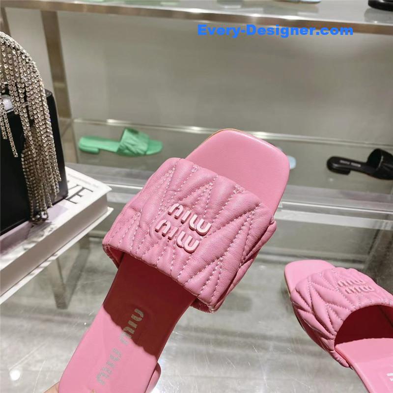 miumiu flat lambskin sandal slippers