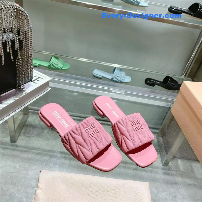miumiu flat lambskin sandal slippers