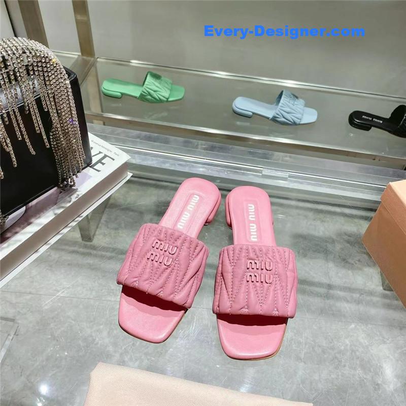 miumiu flat lambskin sandal slippers