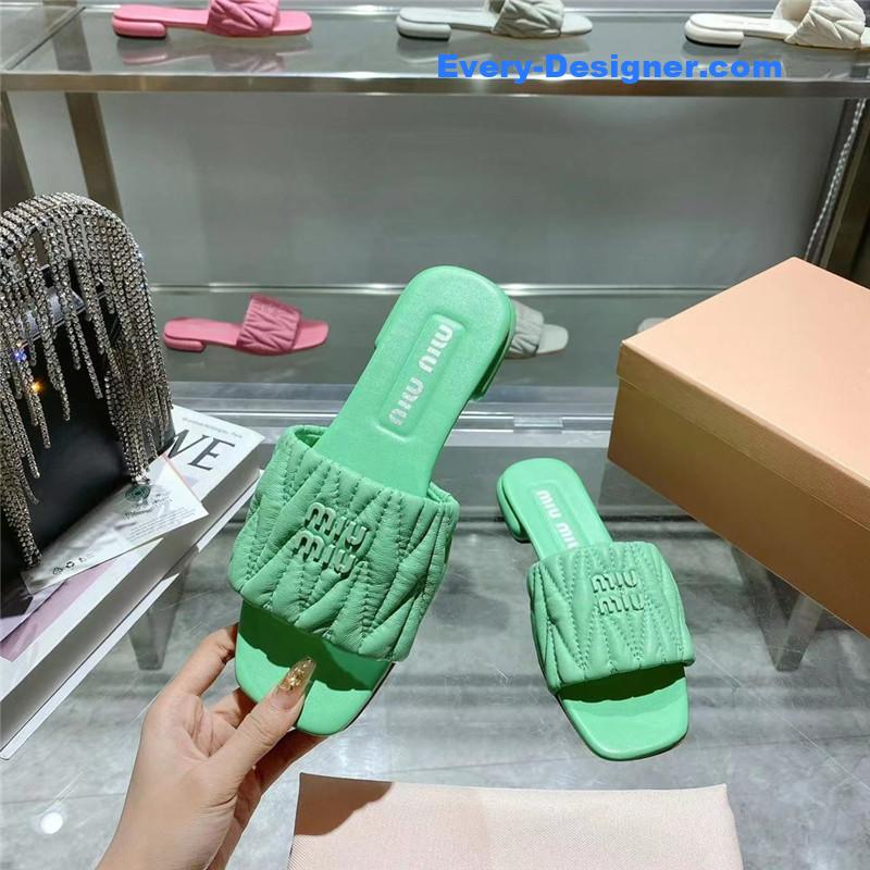 miumiu flat lambskin sandal slippers