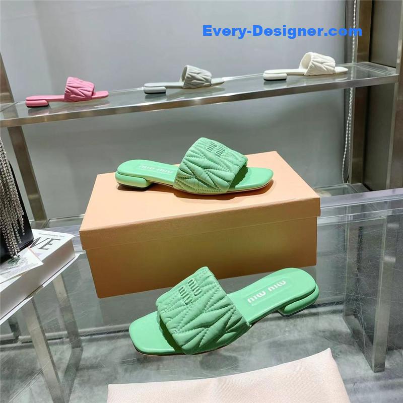 miumiu flat lambskin sandal slippers