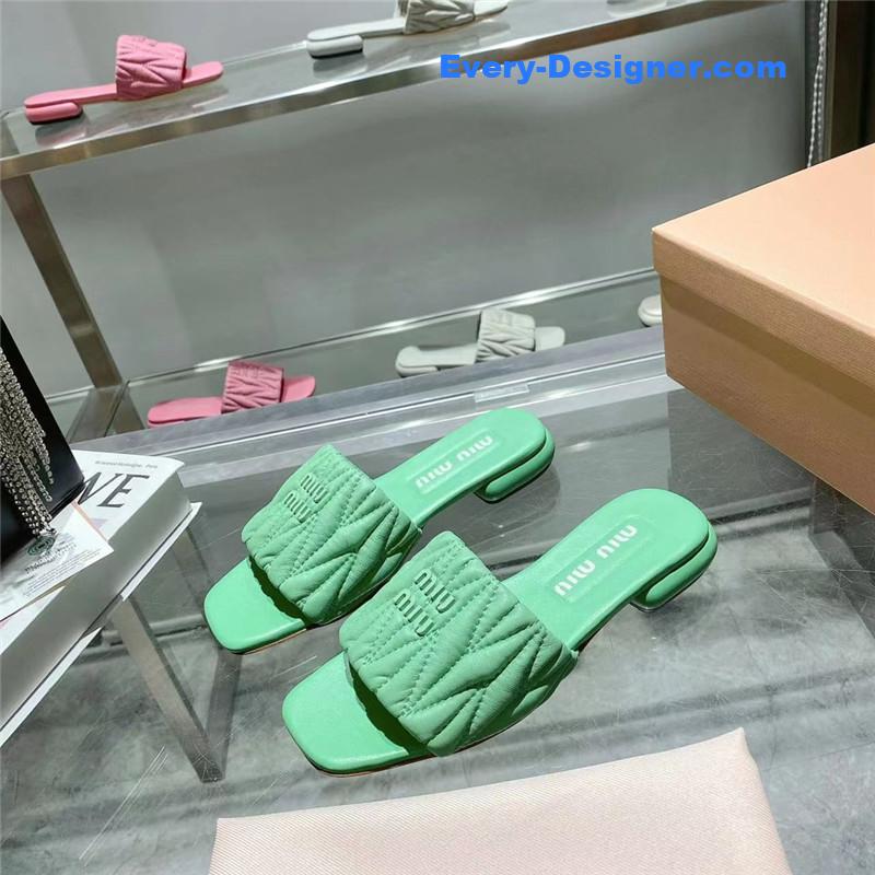 miumiu flat lambskin sandal slippers