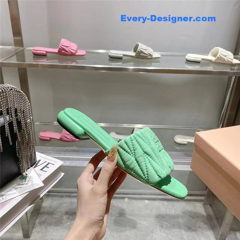 miumiu flat lambskin sandal slippers