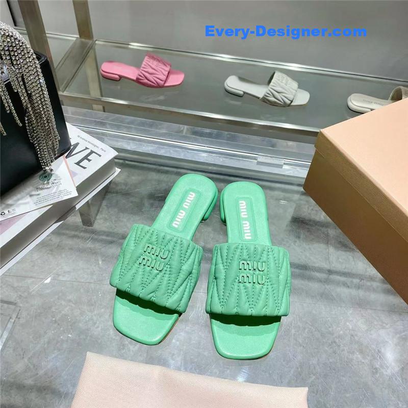 miumiu flat lambskin sandal slippers