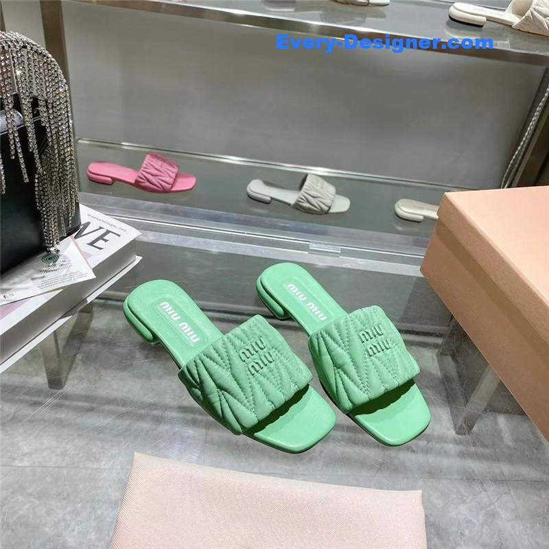 miumiu flat lambskin sandal slippers