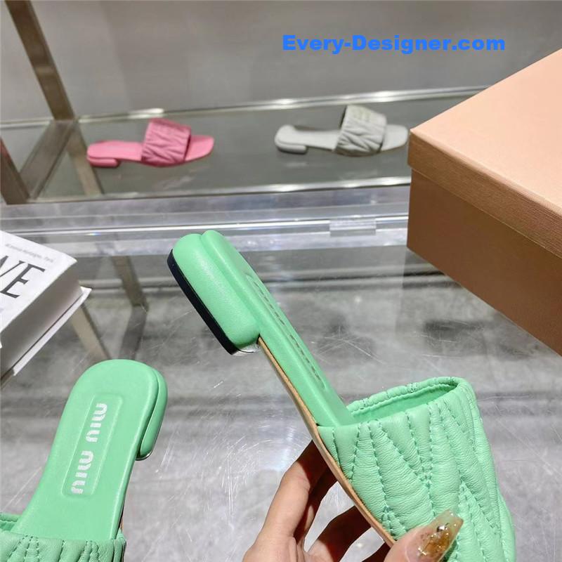 miumiu flat lambskin sandal slippers