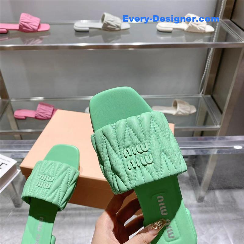 miumiu flat lambskin sandal slippers