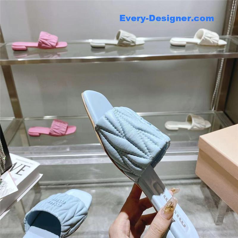 M1um1u flat lambskin sandal slippers