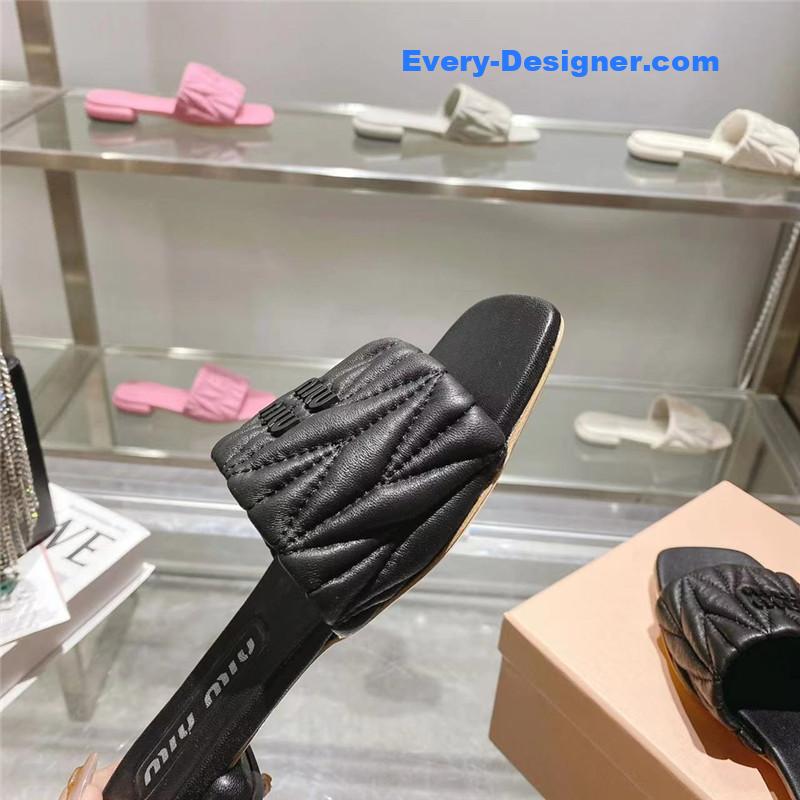 M1um1u flat lambskin sandal slippers