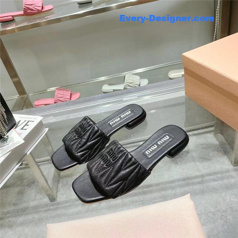 miumiu flat lambskin sandal slippers