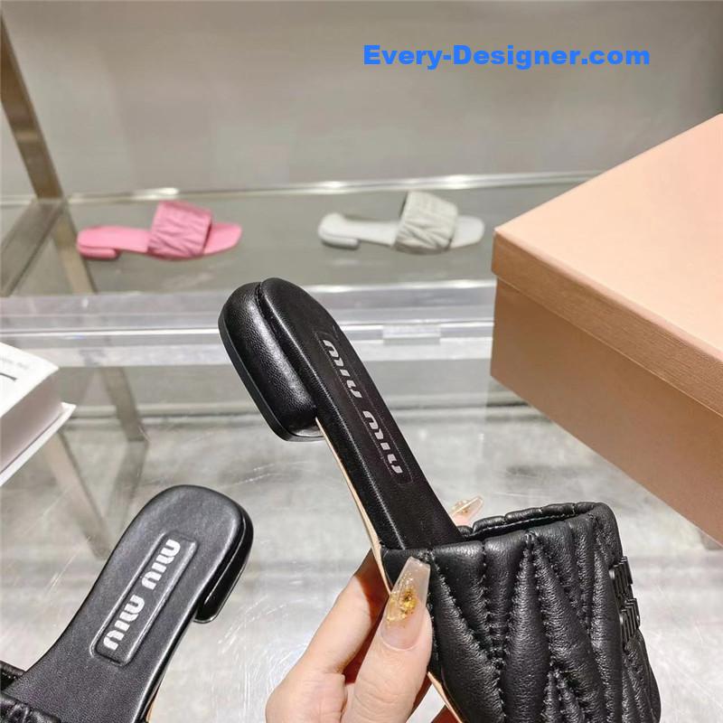 M1um1u flat lambskin sandal slippers