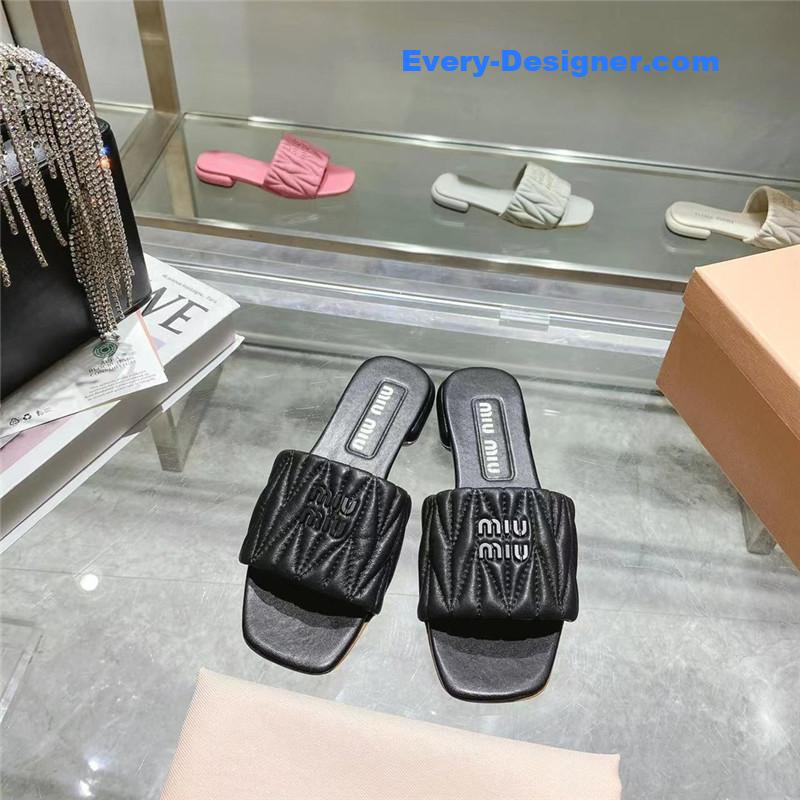 M1um1u flat lambskin sandal slippers
