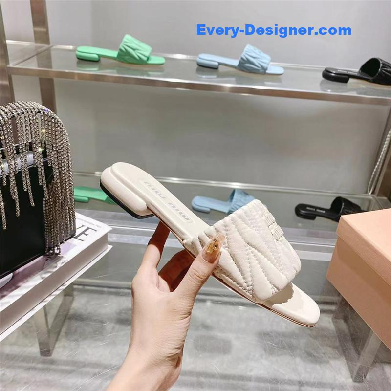 M1um1u flat lambskin sandal slippers