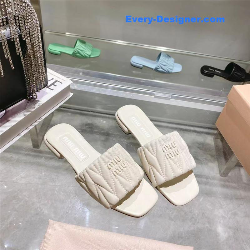 miumiu flat lambskin sandal slippers