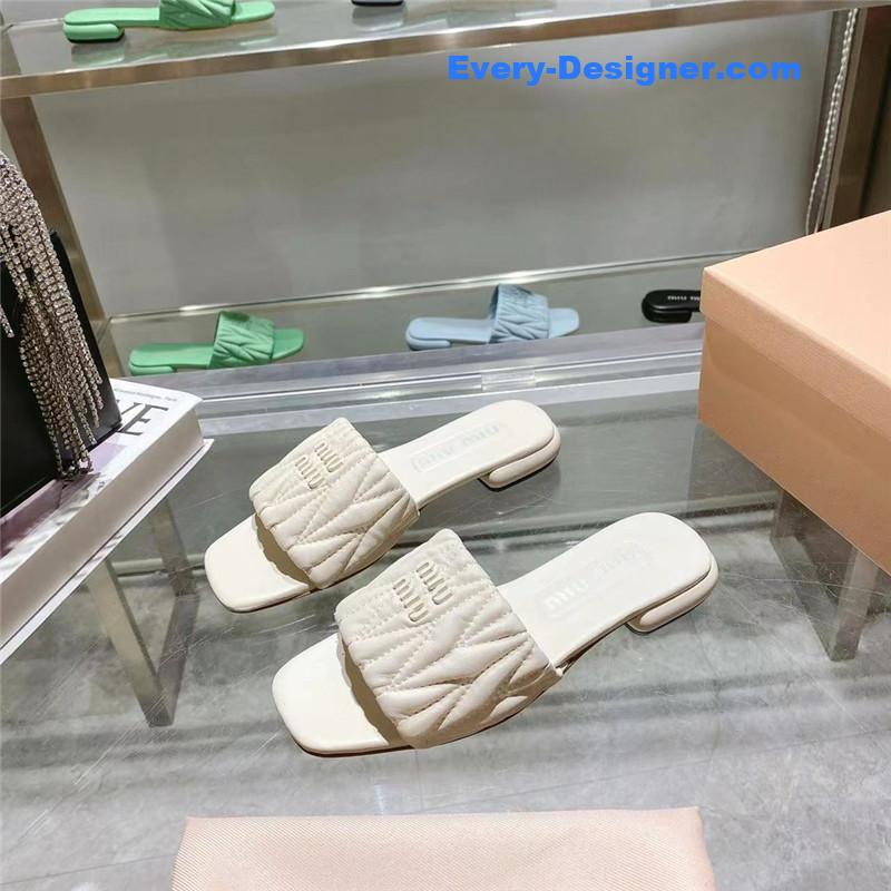 M1um1u flat lambskin sandal slippers