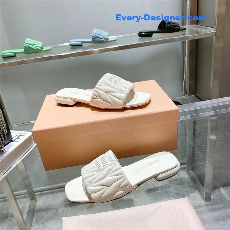 M1um1u flat lambskin sandal slippers