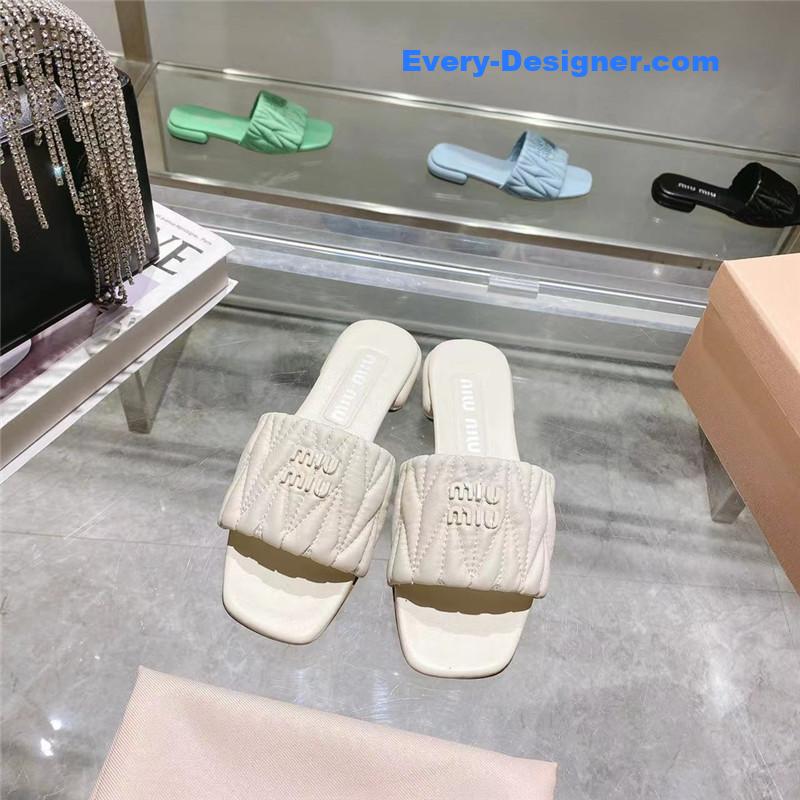 M1um1u flat lambskin sandal slippers