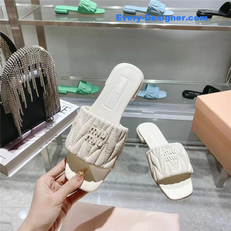 M1um1u flat lambskin sandal slippers