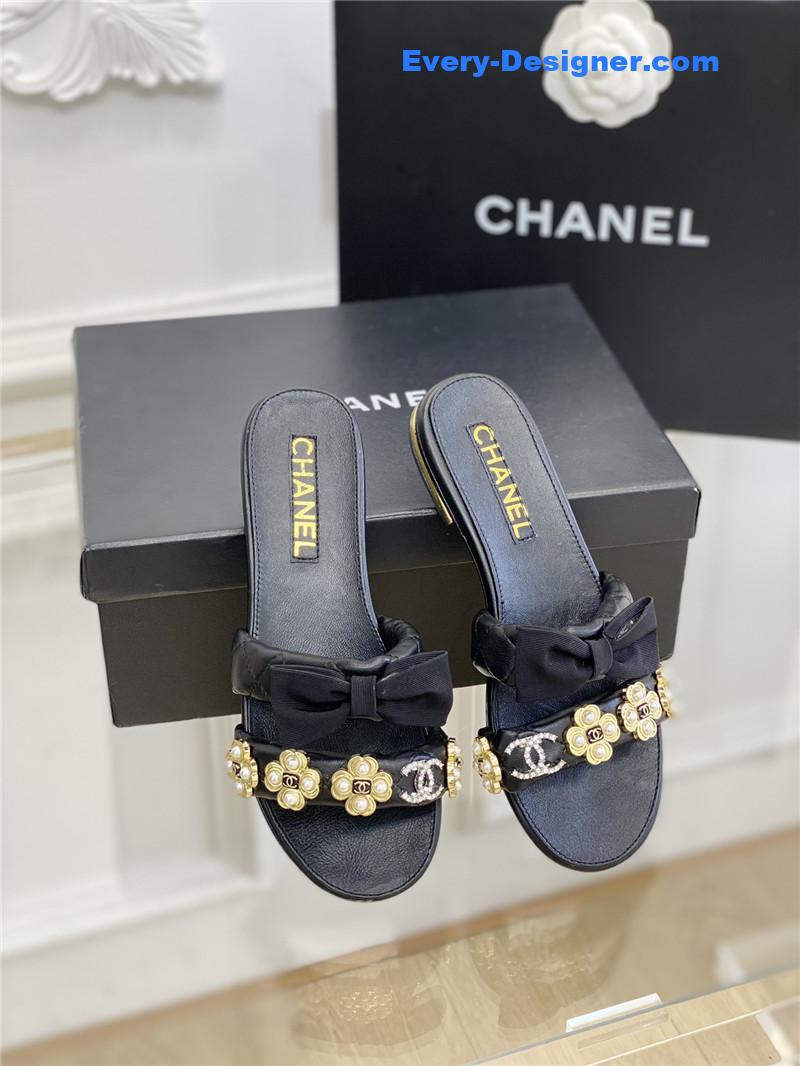 CC new bowknot flower buckle slippers