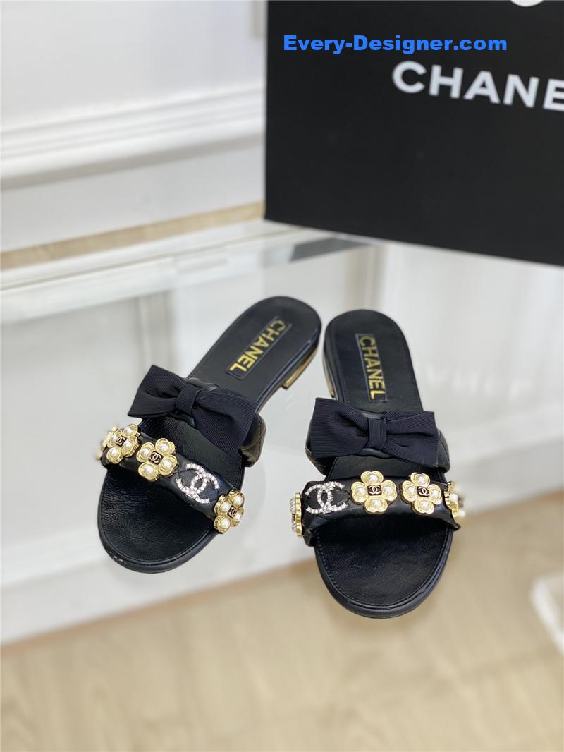 CC new bowknot flower buckle slippers