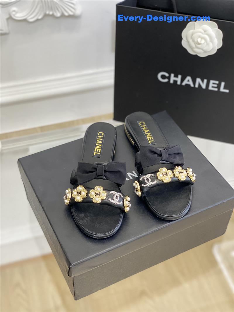CC new bowknot flower buckle slippers