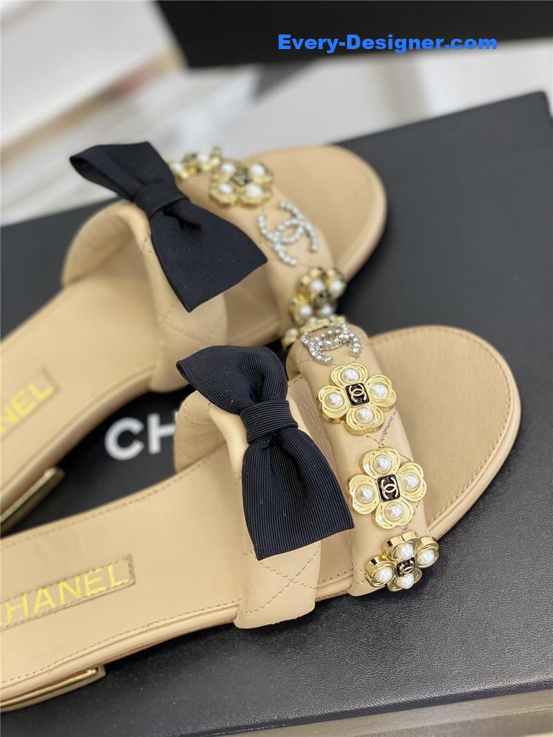 CC new bowknot flower buckle slippers