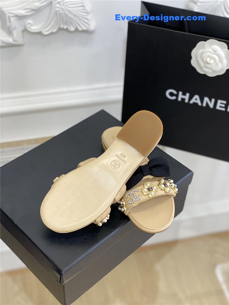 CC new bowknot flower buckle slippers